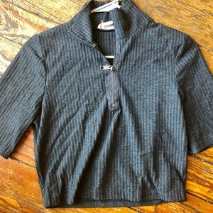 Dark Gray Textured silence + noise Crop Sz M